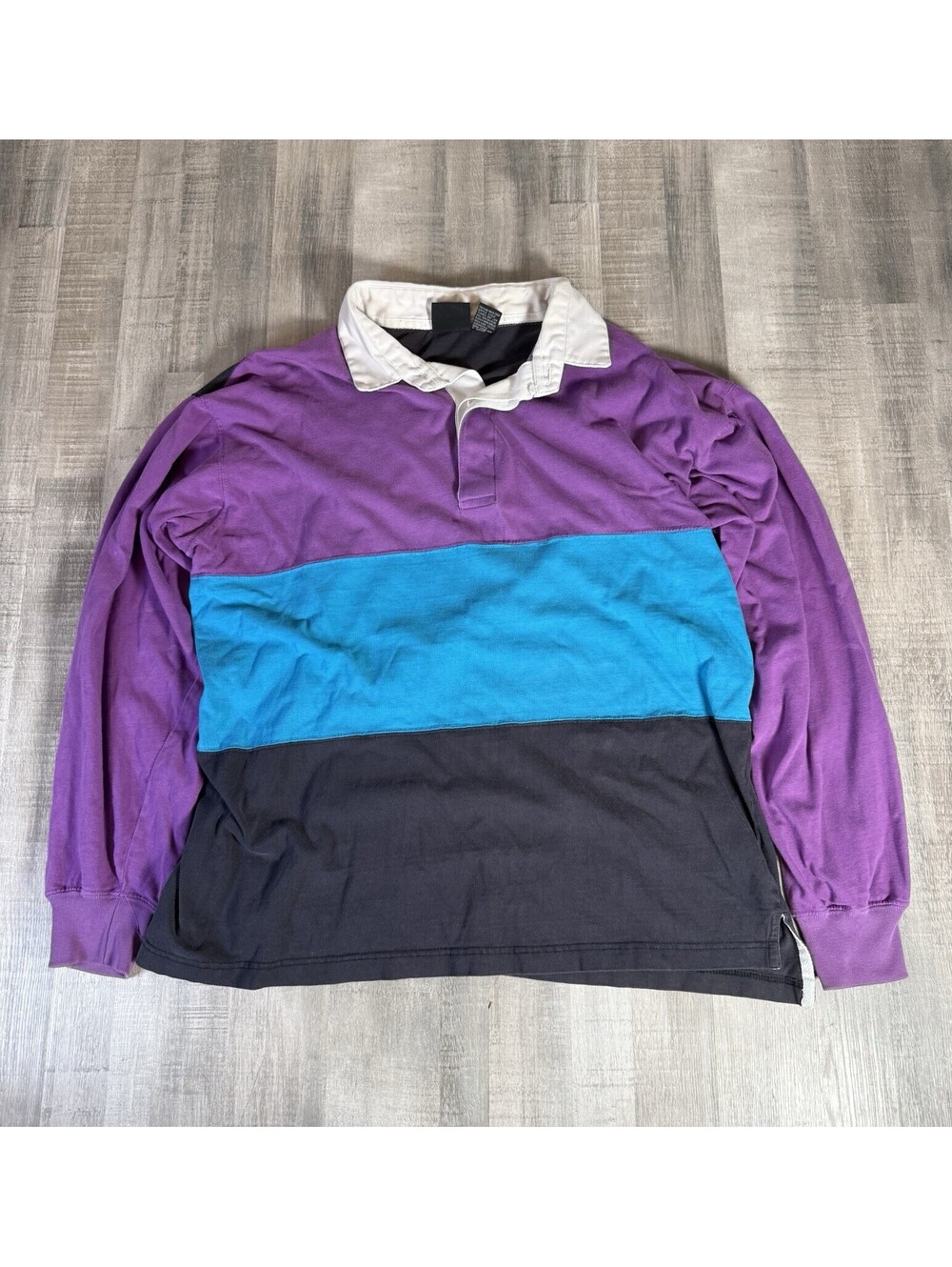 Vintage Rugby Shirt Color Block Men’s Size Large Long Sleeve Polo Boxy